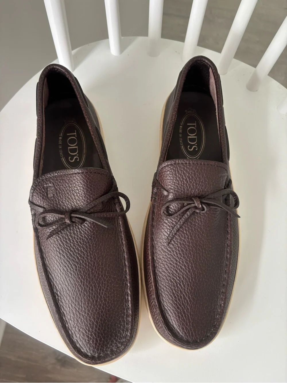 TOD'S Dark Brown Pebbled Leather Driving Loafers NWOT